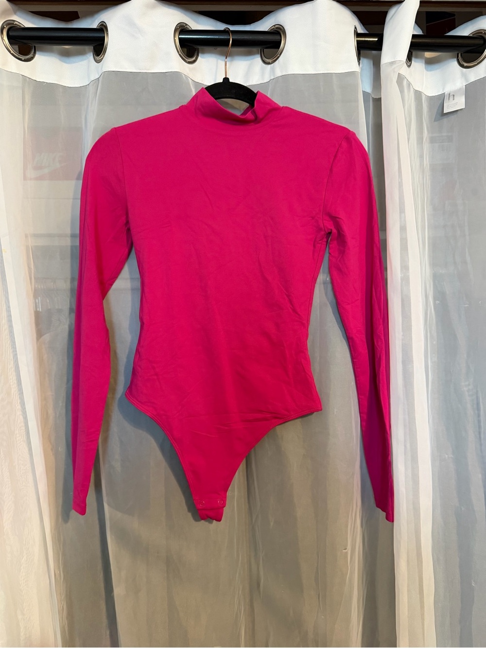 Aritzia Hot Pink Long-Sleeve Mock Neck Bodysuit